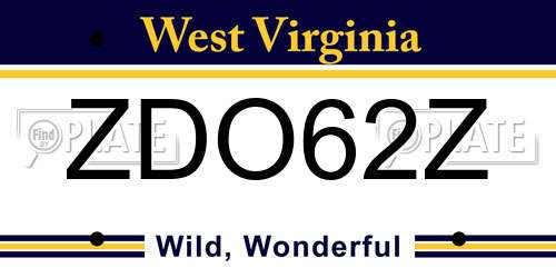 ZDO62Z West Virginia License Plate