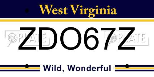 ZDO67Z West Virginia License Plate