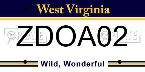 ZDOA02 West Virginia License Plate
