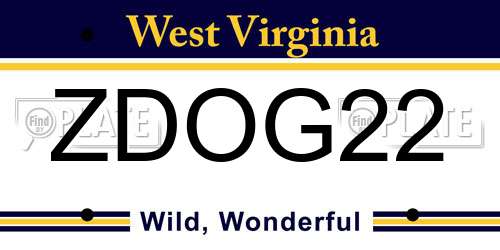 ZDOG22 West Virginia License Plate