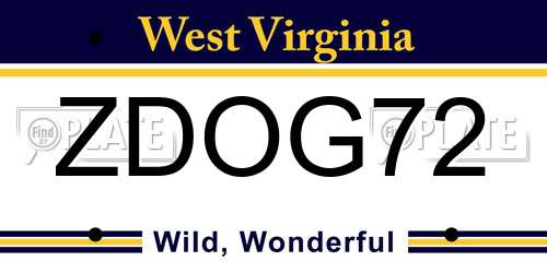 ZDOG72 West Virginia License Plate