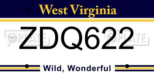 ZDQ622 West Virginia License Plate