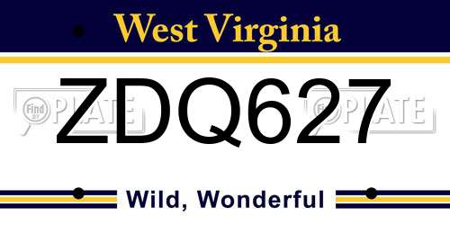 ZDQ627 West Virginia License Plate