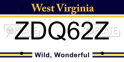 ZDQ62Z West Virginia License Plate