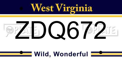 ZDQ672 West Virginia License Plate