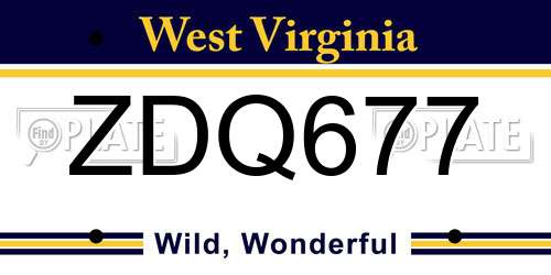 ZDQ677 West Virginia License Plate