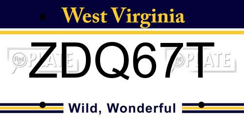 ZDQ67T West Virginia License Plate