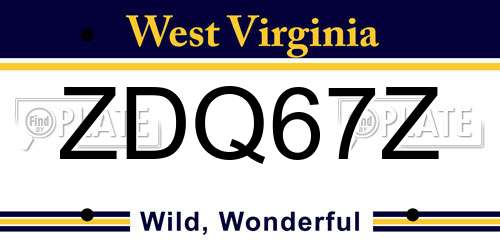 ZDQ67Z West Virginia License Plate
