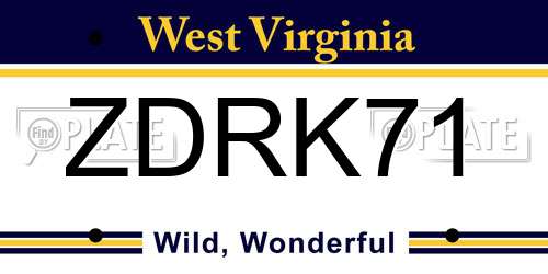 ZDRK71 West Virginia License Plate