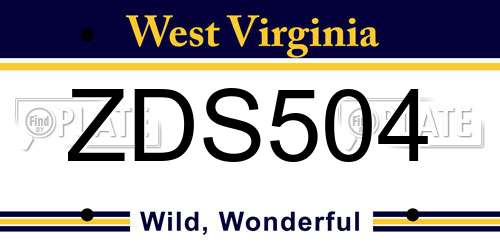 ZDS504 West Virginia License Plate