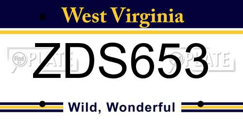 ZDS653 West Virginia License Plate