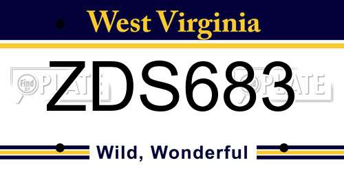 ZDS683 West Virginia License Plate