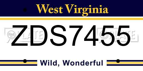 ZDS7455 West Virginia License Plate