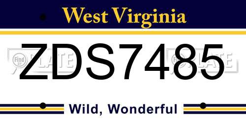 ZDS7485 West Virginia License Plate