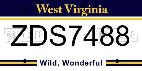 ZDS7488 West Virginia License Plate