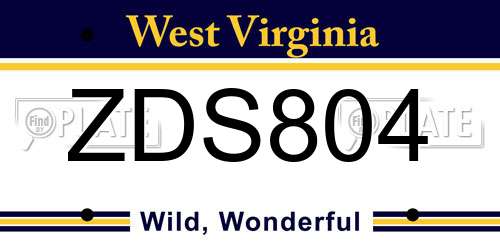 ZDS804 West Virginia License Plate