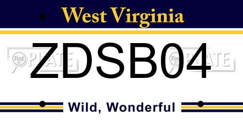 ZDSB04 West Virginia License Plate