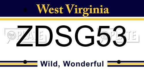 ZDSG53 West Virginia License Plate