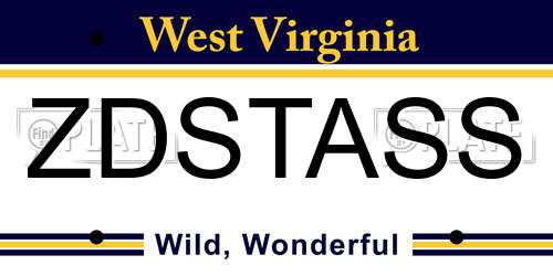 ZDSTASS West Virginia License Plate