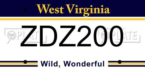 ZDZ200 West Virginia License Plate