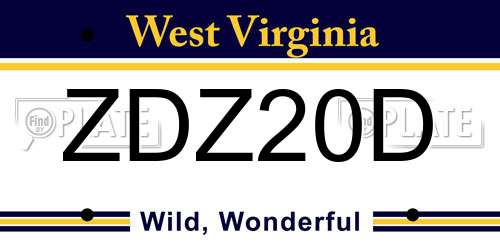 ZDZ20D West Virginia License Plate