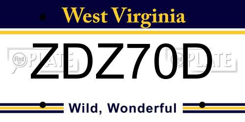 ZDZ70D West Virginia License Plate