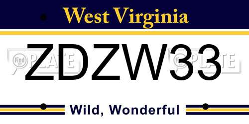 ZDZW33 West Virginia License Plate