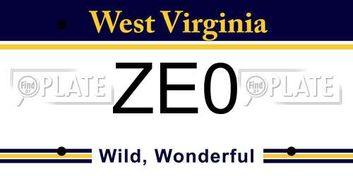 ZE0 West Virginia License Plate