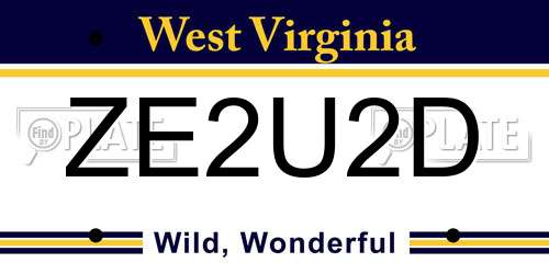 ZE2U2D West Virginia License Plate