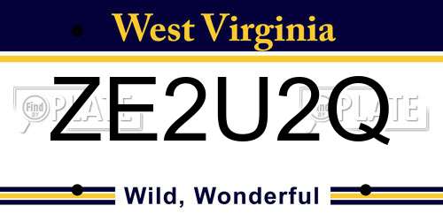 ZE2U2Q West Virginia License Plate