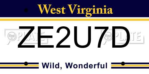 ZE2U7D West Virginia License Plate