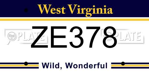 ZE378 West Virginia License Plate