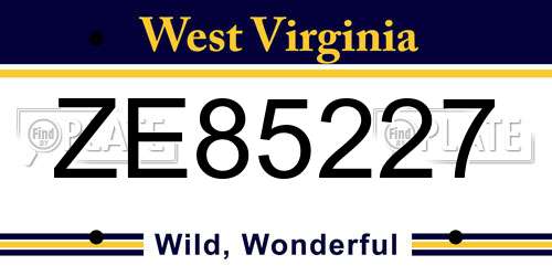ZE85227 West Virginia License Plate