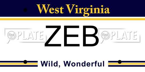 ZEB West Virginia License Plate