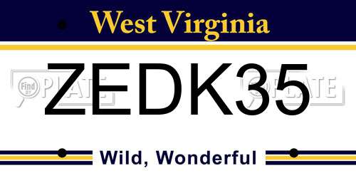 ZEDK35 West Virginia License Plate