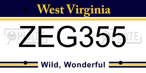 ZEG355 West Virginia License Plate