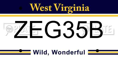 ZEG35B West Virginia License Plate