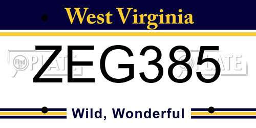 ZEG385 West Virginia License Plate