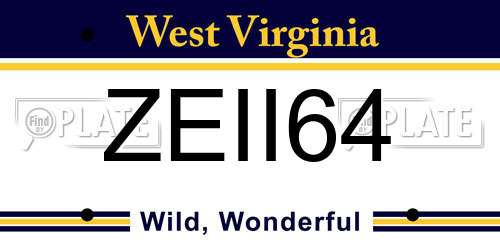 ZEII64 West Virginia License Plate