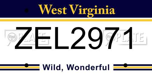 ZEL2971 West Virginia License Plate