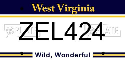 ZEL424 West Virginia License Plate