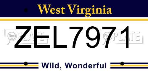 ZEL7971 West Virginia License Plate