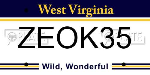ZEOK35 West Virginia License Plate