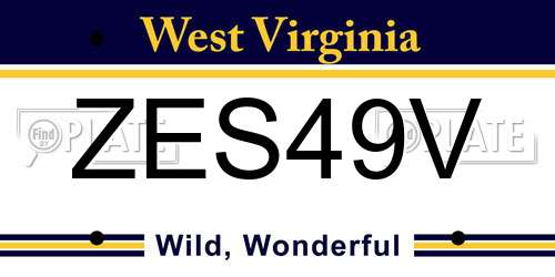 ZES49V West Virginia License Plate