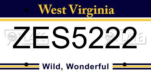 ZES5222 West Virginia License Plate
