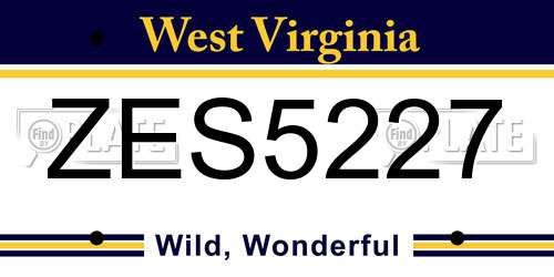 ZES5227 West Virginia License Plate