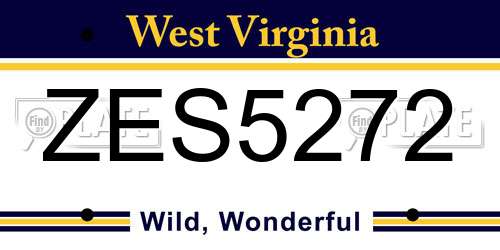 ZES5272 West Virginia License Plate