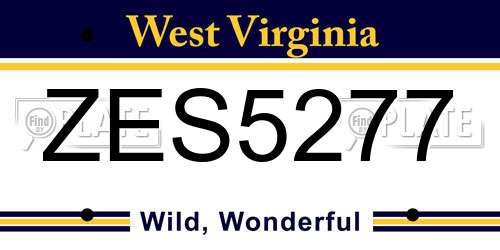 ZES5277 West Virginia License Plate