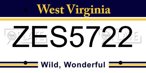 ZES5722 West Virginia License Plate