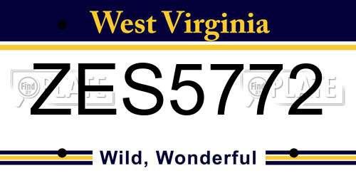 ZES5772 West Virginia License Plate